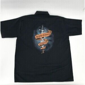 Orange County Choppers Shirt Mens Black Button Up Work Short Sleeve